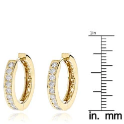 Small 14K Yellow Gold Inside Out Diamond Huggie Earrings 1.2ct -H'Hen Sale Store small hoop earrings 14k gold inside out diamond huggie earrings 12ct rulerye