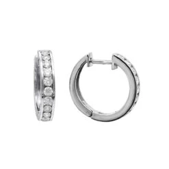 Small Hoops: 14K White Gold Diamond Hoop Earrings 1/2in 0.91ct