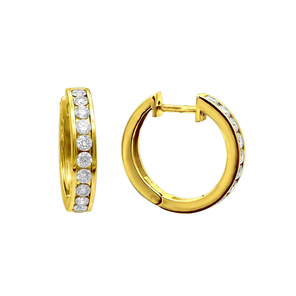 Small Hoops: 14K White Gold Diamond Hoop Earrings 1/2in 0.91ct 4 Small Hoops: 14K White Gold Diamond Hoop Earrings 1/2in 0.91ct - Image 2