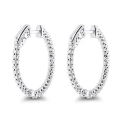 Small Hoops 14K White Gold Diamond Hoop Earrings Inside Out 0.74ct -H'Hen Sale Store small hoops 14k diamond hoop earrings inside out 074 p 6932 backwh