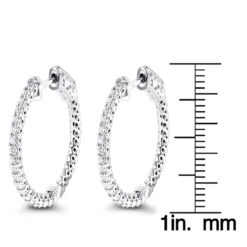 Small Hoops 14K White Gold Diamond Hoop Earrings Inside Out 0.74ct -H'Hen Sale Store small hoops 14k diamond hoop earrings inside out 074 p 6932 rulerwh
