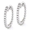 Small Hoops 14K White Gold Round Diamond Hoop Earrings 0.53