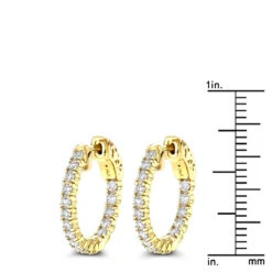 Small Hoops 14K Yellow Gold Inside Out Diamond Hoop Earrings 1 Carat 3/4in 13 Small Hoops 14K Yellow Gold Inside Out Diamond Hoop Earrings 1 Carat 3/4in -H'Hen Sale Store small hoops 14k inside out diamond hoop earrings 106 p 6908 rulerye