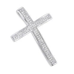 Small Pave Diamond Cross Pendant 0.33ct 14K White Gold