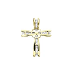 Small Women's Diamond Cross Pendant 14K Yellow Gold 11 Small Women's Diamond Cross Pendant 14K Yellow Gold -H'Hen Sale Store small womens diamond cross pendant in solid 14k gold backye