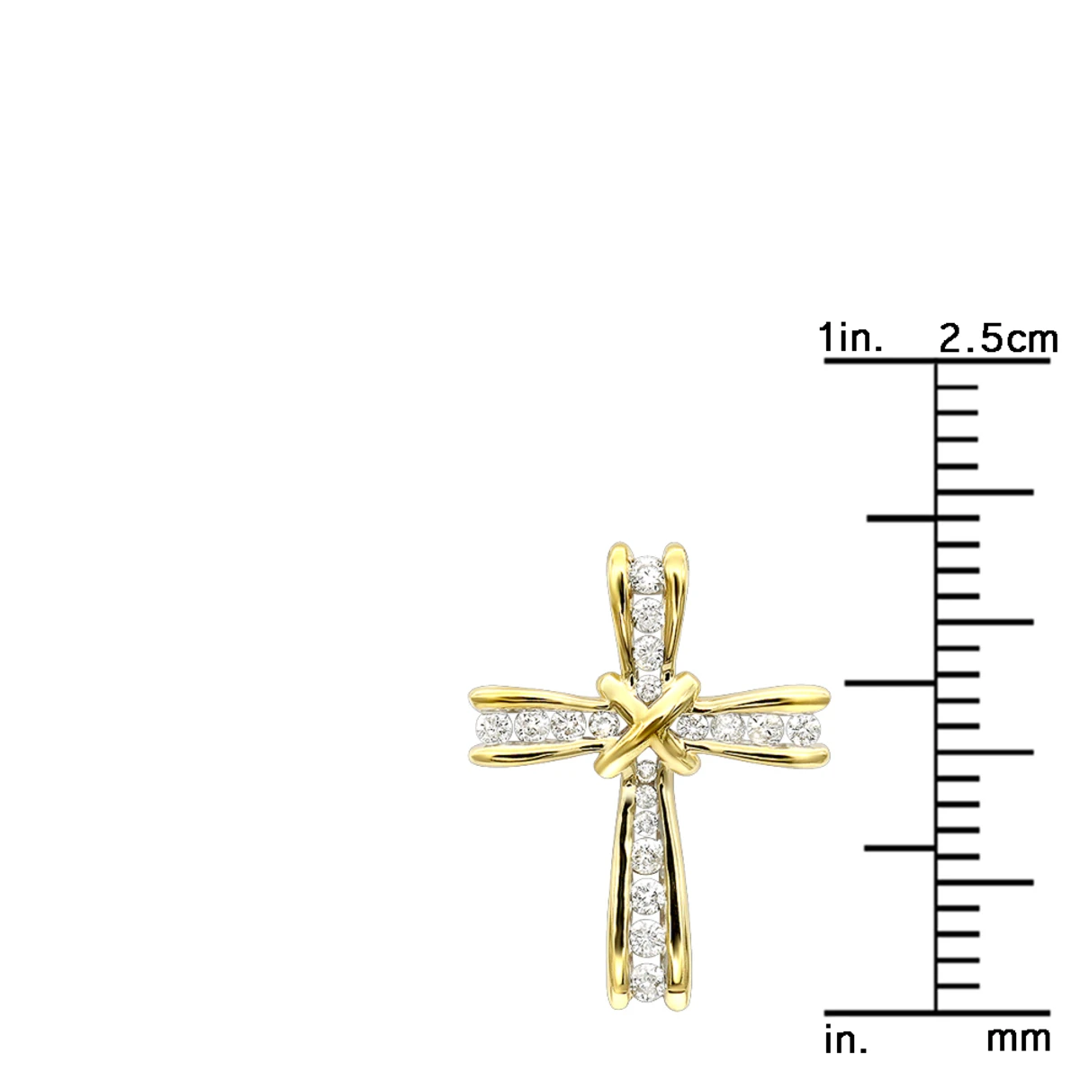 Small Women's Diamond Cross Pendant 14K Yellow Gold 8 Small Women's Diamond Cross Pendant 14K Yellow Gold - Image 6