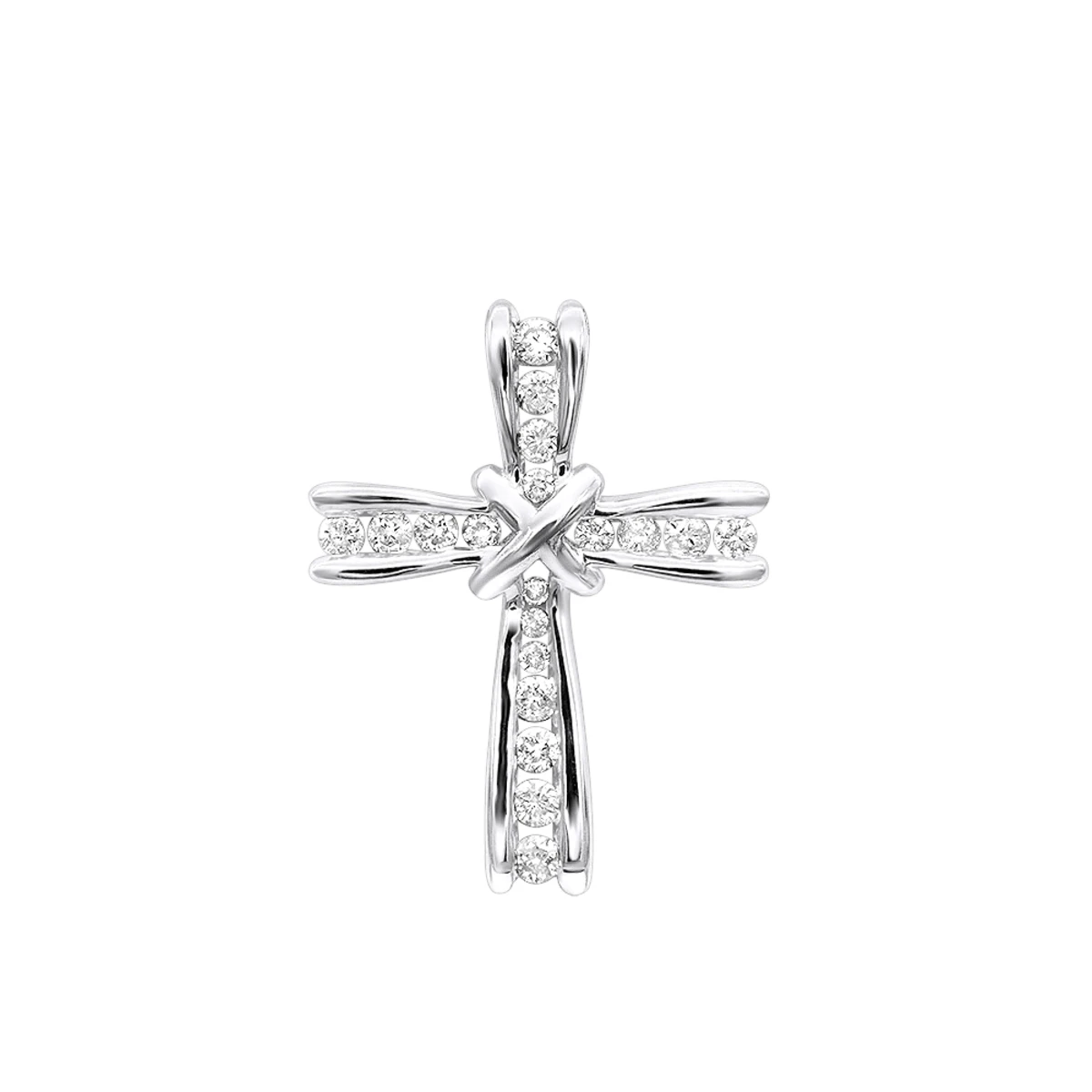 Small Women's Diamond Cross Pendant 14K Yellow Gold 4 Small Women's Diamond Cross Pendant 14K Yellow Gold - Image 2