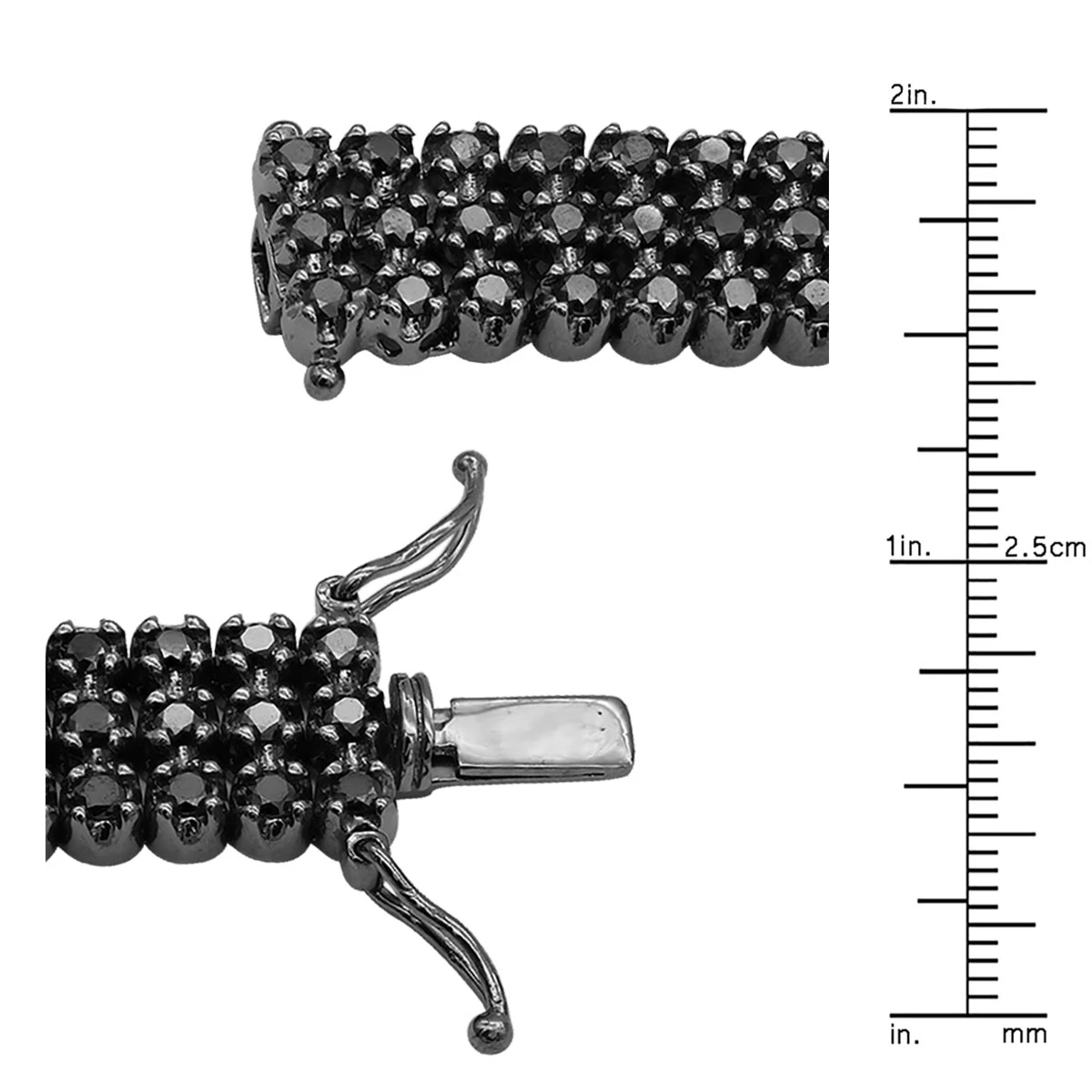 10K Black Plated Gold 3 Row Black Diamond Tennis Bracelet For Men 10 Carats 6 10K Black Plated Gold 3 Row Black Diamond Tennis Bracelet For Men 10 Carats - Image 4