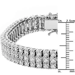 Solid 10K White Gold 3-Row Prong Diamond Bracelet For Men 1.85ct -H'Hen Sale Store solid 10k gold 3 row prong diamond bracelet for men 185ct rulerwh