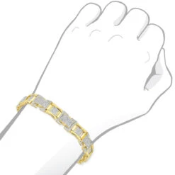 Solid 10K Yellow Gold Diamond Bracelet For Men 3.1ct By Luxurman -H'Hen Sale Store solid 10k gold diamond bracelet for men 31ct by luxurman bodye