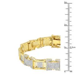 Solid 10K Yellow Gold Diamond Bracelet For Men 3.1ct By Luxurman -H'Hen Sale Store solid 10k gold diamond bracelet for men 31ct by luxurman rulerye