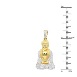 10K White Gold Real Diamond Buddha Pendant 1/2ct By Luxurman -H'Hen Sale Store solid 10k gold diamond buddha pendant 12ct by luxurman rulerye