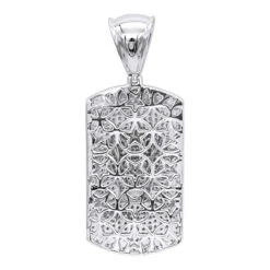 10K White Gold Diamond Dog Tag Pendant With Crown 1ct -H'Hen Sale Store solid 10k gold diamond dog tag pendant with crown 1ct backwh