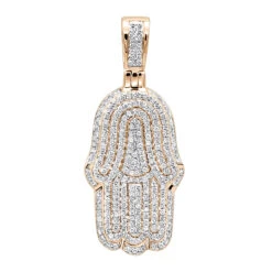 10K White Gold Diamond Hamsa Hand Pendant Fully Iced Out 1 Carat Charm -H'Hen Sale Store solid 10k gold diamond hamsa hand pendant fully iced out 1 carat charm ro