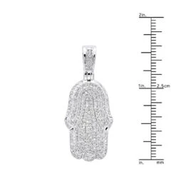 10K White Gold Diamond Hamsa Hand Pendant Fully Iced Out 1 Carat Charm -H'Hen Sale Store solid 10k gold diamond hamsa hand pendant fully iced out 1 carat charm rulerwh