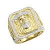 Solid 10K Yellow Gold Jesus Face Diamond Ring For Men 0.65ct By Luxurman