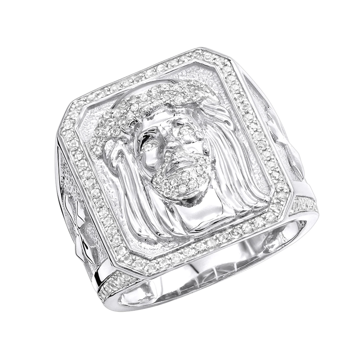 Solid 10K Yellow Gold Jesus Face Diamond Ring For Men 0.65ct By Luxurman 4 Solid 10K Yellow Gold Jesus Face Diamond Ring For Men 0.65ct By Luxurman - Image 2