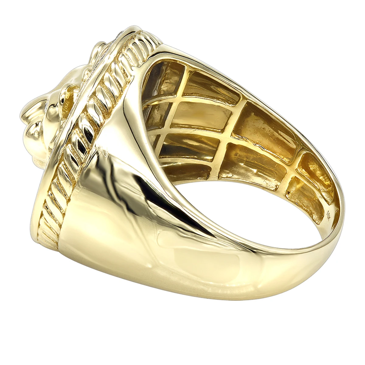 Solid 10K Yellow Gold Lion Head Diamond Pinky Ring For Men 0.3ct Luxurman 6 Solid 10K Yellow Gold Lion Head Diamond Pinky Ring For Men 0.3ct Luxurman - Image 4