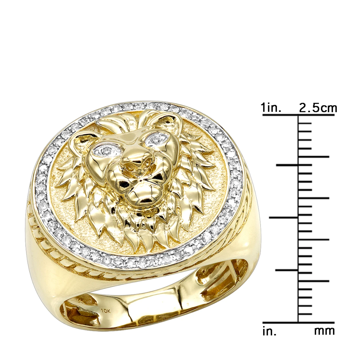 Solid 10K Yellow Gold Lion Head Diamond Pinky Ring For Men 0.3ct Luxurman 8 Solid 10K Yellow Gold Lion Head Diamond Pinky Ring For Men 0.3ct Luxurman - Image 6