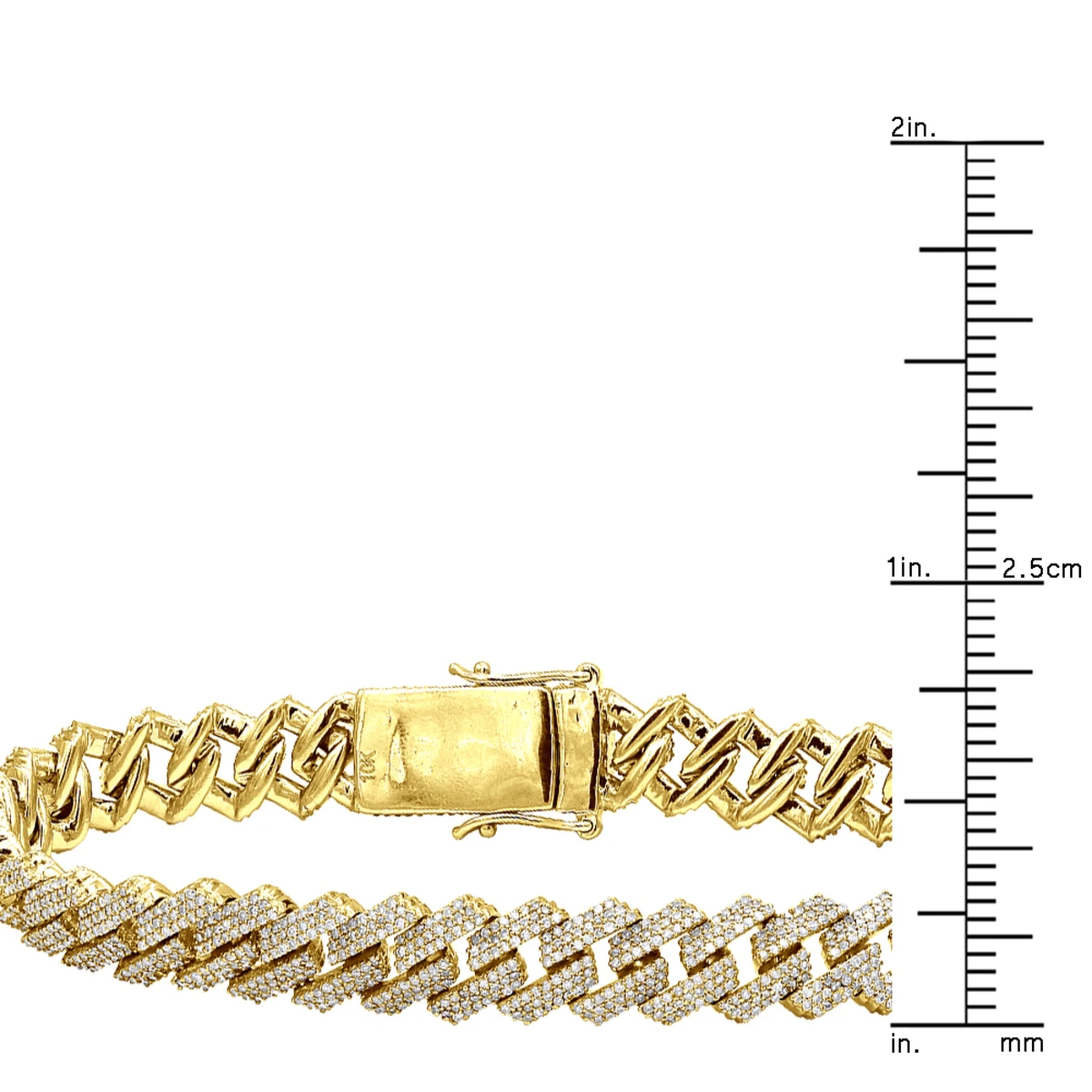 10K Yellow Gold Men's Diamond Bracelet 6 Carats Iced Out Cuban Link Design 10 10K Yellow Gold Men's Diamond Bracelet 6 Carats Iced Out Cuban Link Design - Image 8
