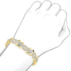 Solid 10K Yellow Gold Men's Diamond Bracelet By Luxurman 3 Carats Of Diamonds -H'Hen Sale Store solid 10k gold mens diamond bracelet by luxurman 3 carats of diamonds bodye