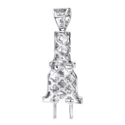 10K White Gold Power Plug Real Diamond Pendant For Men 0.5ct By Luxurman 1.8in 11 10K White Gold Power Plug Real Diamond Pendant For Men 0.5ct By Luxurman 1.8in -H'Hen Sale Store solid 10k gold power ppug real diamond pendant for men 05ct by luxurman backwh