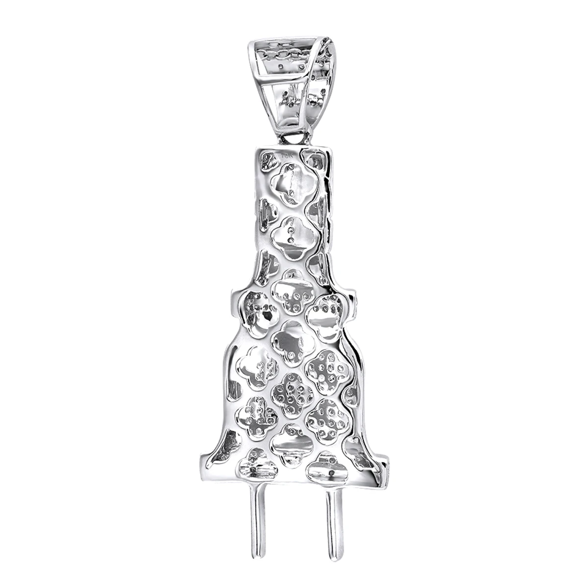 10K White Gold Power Plug Real Diamond Pendant For Men 0.5ct By Luxurman 1.8in 6 10K White Gold Power Plug Real Diamond Pendant For Men 0.5ct By Luxurman 1.8in - Image 4