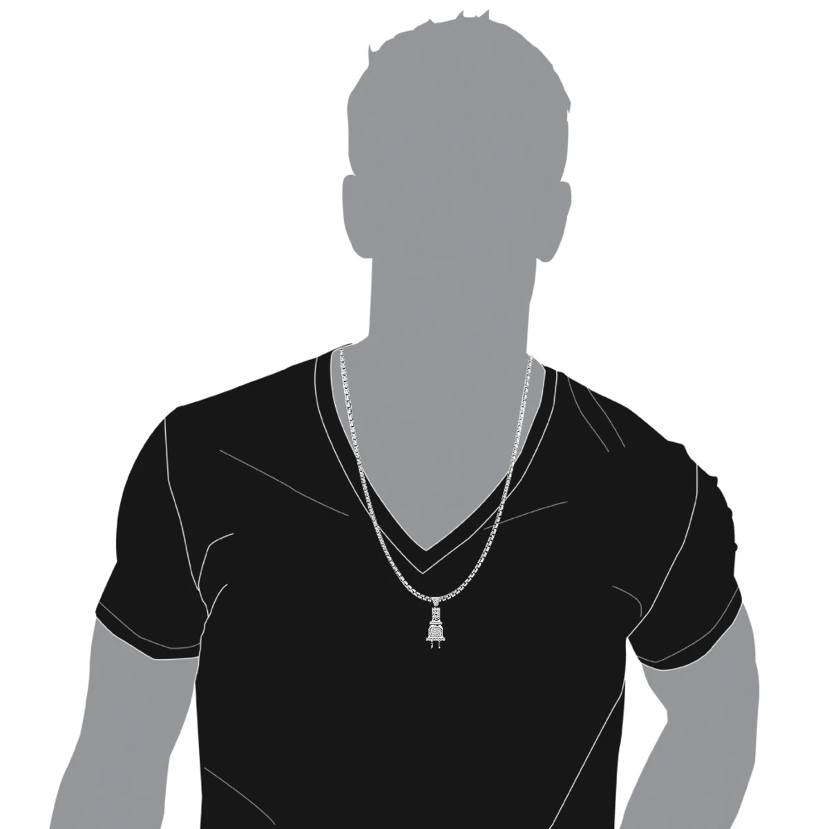 10K White Gold Power Plug Real Diamond Pendant For Men 0.5ct By Luxurman 1.8in 7 10K White Gold Power Plug Real Diamond Pendant For Men 0.5ct By Luxurman 1.8in - Image 5