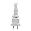 10K White Gold Power Plug Real Diamond Pendant For Men 0.5ct By Luxurman 1.8in