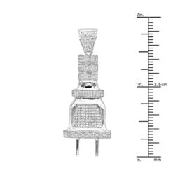 10K White Gold Power Plug Real Diamond Pendant For Men 0.5ct By Luxurman 1.8in 13 10K White Gold Power Plug Real Diamond Pendant For Men 0.5ct By Luxurman 1.8in -H'Hen Sale Store solid 10k gold power ppug real diamond pendant for men 05ct by luxurman rulerwh