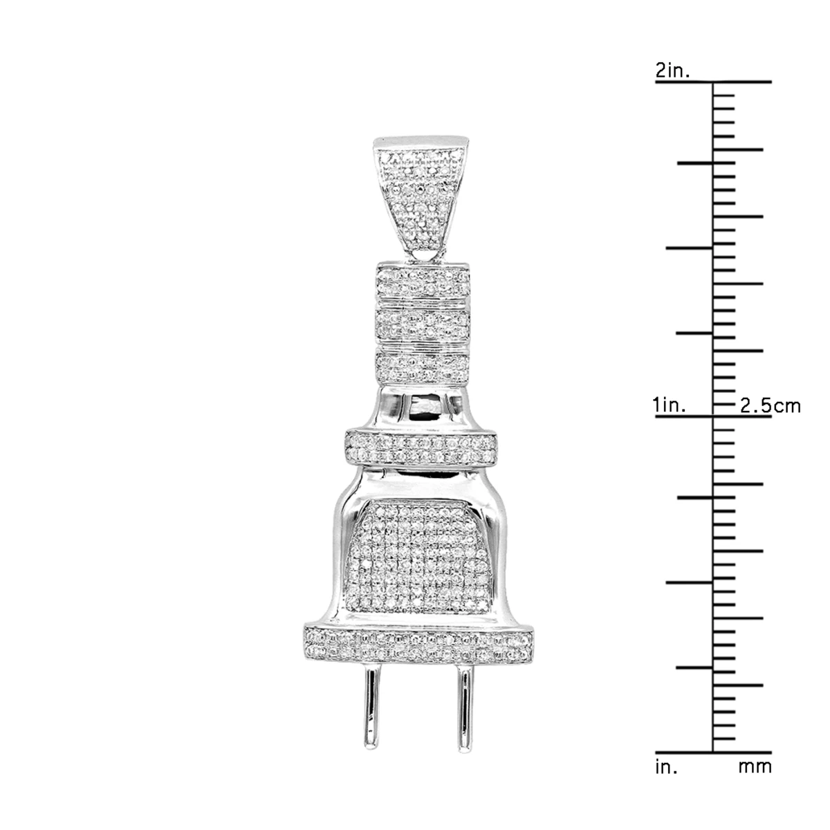 10K White Gold Power Plug Real Diamond Pendant For Men 0.5ct By Luxurman 1.8in 8 10K White Gold Power Plug Real Diamond Pendant For Men 0.5ct By Luxurman 1.8in - Image 6