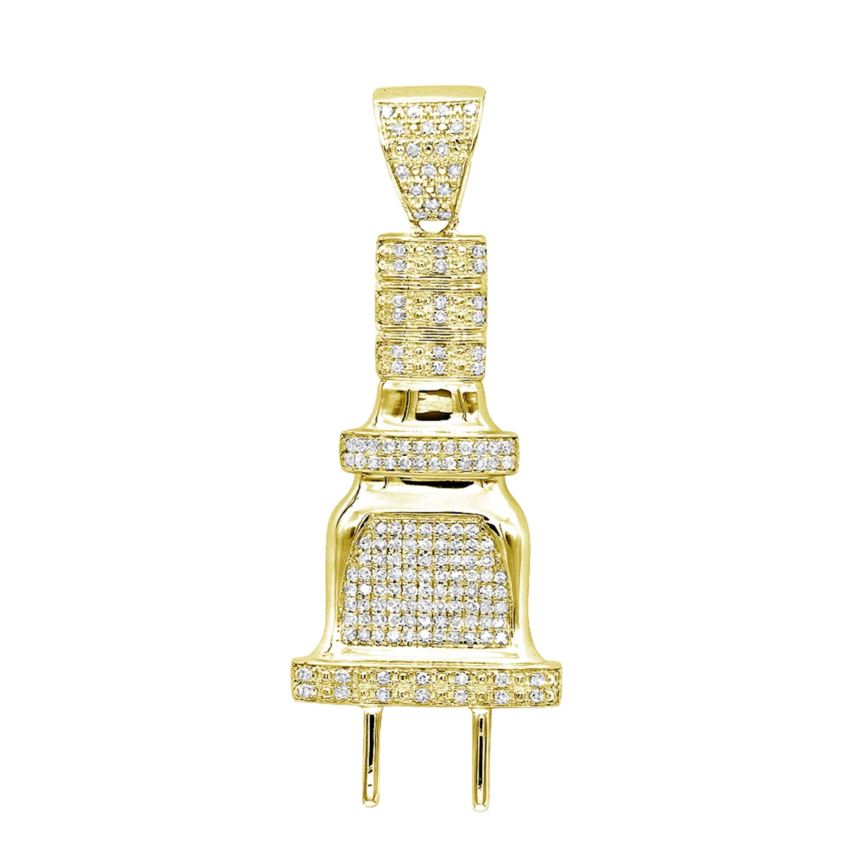 10K White Gold Power Plug Real Diamond Pendant For Men 0.5ct By Luxurman 1.8in 4 10K White Gold Power Plug Real Diamond Pendant For Men 0.5ct By Luxurman 1.8in - Image 2