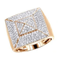 Solid 10K White Gold Pyramid Shaped 2 Carat Diamond Men's Pinky Ring LUXURMAN -H'Hen Sale Store solid 10k gold pyramid shaped 2 carat diamond mens pinky ring luxurman ro