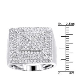 Solid 10K White Gold Pyramid Shaped 2 Carat Diamond Men's Pinky Ring LUXURMAN -H'Hen Sale Store solid 10k gold pyramid shaped 2 carat diamond mens pinky ring luxurman rulerwh