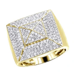 Solid 10K White Gold Pyramid Shaped 2 Carat Diamond Men's Pinky Ring LUXURMAN -H'Hen Sale Store solid 10k gold pyramid shaped 2 carat diamond mens pinky ring luxurman ye