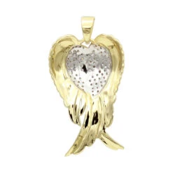10K Yellow Gold Real Diamond Angel Wings Pendant Necklace 0.35ct -H'Hen Sale Store solid 10k gold real diamond angel wings pendant necklace 0 35ct backye
