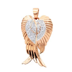 10K Yellow Gold Real Diamond Angel Wings Pendant Necklace 0.35ct -H'Hen Sale Store solid 10k gold real diamond angel wings pendant necklace 0 35ct ro