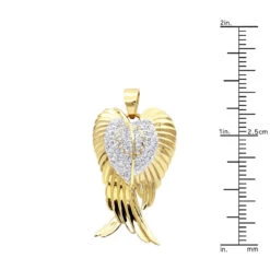 10K Yellow Gold Real Diamond Angel Wings Pendant Necklace 0.35ct -H'Hen Sale Store solid 10k gold real diamond angel wings pendant necklace 0 35ct rulerye