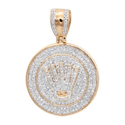 10K Yellow Gold Real Diamond Crown Pendant For Men Iced Out Round Medallion 10 10K Yellow Gold Real Diamond Crown Pendant For Men Iced Out Round Medallion -H'Hen Sale Store solid 10k gold real diamond crown pendant for men iced out round medallion ro