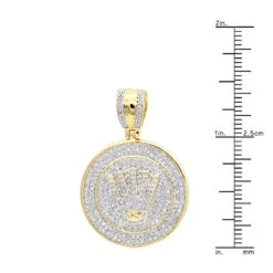 10K Yellow Gold Real Diamond Crown Pendant For Men Iced Out Round Medallion 13 10K Yellow Gold Real Diamond Crown Pendant For Men Iced Out Round Medallion -H'Hen Sale Store solid 10k gold real diamond crown pendant for men iced out round medallion rulerye