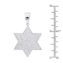 10K White Gold Star Of David Diamond Pendant For Men 1.35ct By Luxurman -H'Hen Sale Store solid 10k gold star of david diamond pendant for men 135ct by luxurman rulerwh