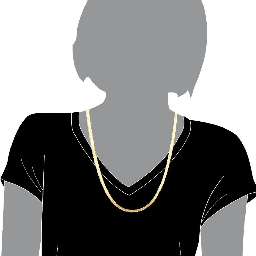 Solid 10K Yellow Gold Herringbone Chain Necklace 4.5mm 16 Inches 5 Solid 10K Yellow Gold Herringbone Chain Necklace 4.5mm 16 Inches - Image 3