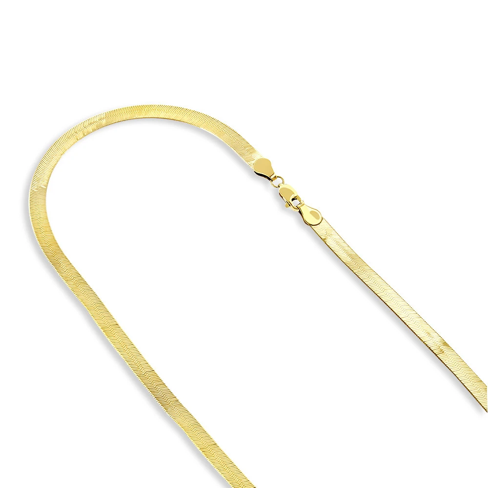 Solid 10K Yellow Gold Herringbone Chain Necklace 4.5mm 16 Inches 3 Solid 10K Yellow Gold Herringbone Chain Necklace 4.5mm 16 Inches
