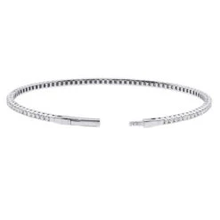 Solid 14K White Gold 1.26 Carat Diamonds Tennis Bracelet For Women Bangle Design -H'Hen Sale Store solid 14k gold 1 carat diamonds tennis bracelet for women bangle design back white