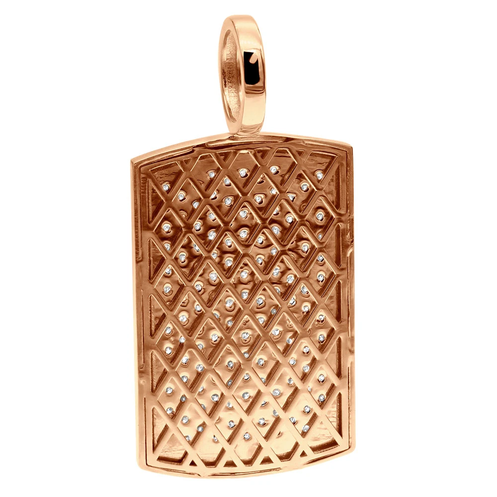 14K Yellow Gold Diamond Dog Tag Pendant For Men 3.25 Carats Iced Out Design 8 14K Yellow Gold Diamond Dog Tag Pendant For Men 3.25 Carats Iced Out Design - Image 6