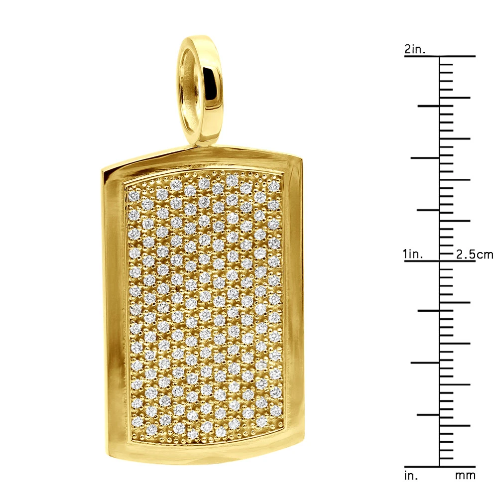 14K Yellow Gold Diamond Dog Tag Pendant For Men 3.25 Carats Iced Out Design 10 14K Yellow Gold Diamond Dog Tag Pendant For Men 3.25 Carats Iced Out Design - Image 8