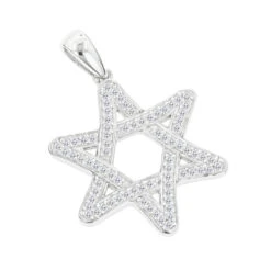 14K White Gold Diamond Star Of David Pendant 0.27ct