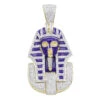 14K Yellow Gold Egyptian Pharaoh Head Enamel Diamond Pendant For Men 2.38ct