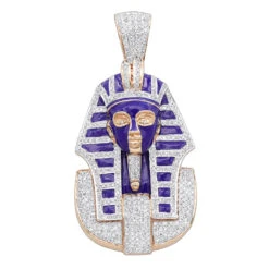 14K Yellow Gold Egyptian Pharaoh Head Enamel Diamond Pendant For Men 2.38ct 10 14K Yellow Gold Egyptian Pharaoh Head Enamel Diamond Pendant For Men 2.38ct -H'Hen Sale Store solid 14k gold egyptian pharaoh head enamel diamond pendant for men 238ct ro