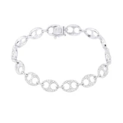2.3 Carat Gucci Link Diamond Bracelet For Women Solid 14K White Gold